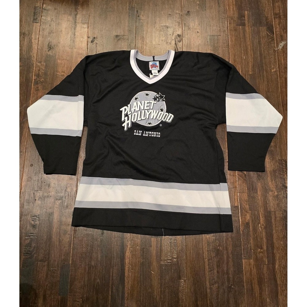 New Vintage 90s Planet‎ Hollywood Hockey Jersey Mens M San Antonio Embroidered